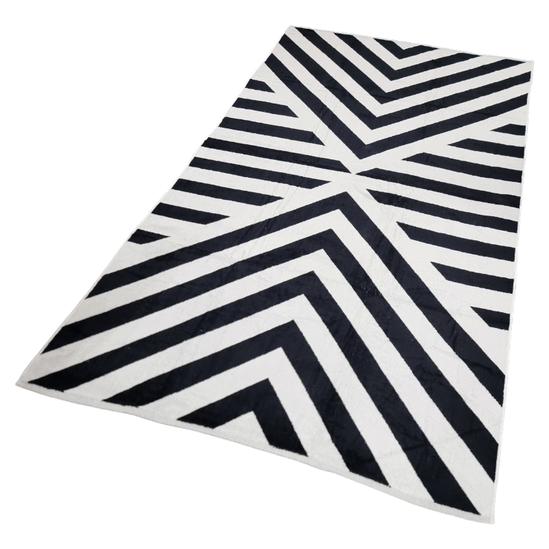 PREMIUM Cabana Chevron Stripe Velour Beach Towel Black