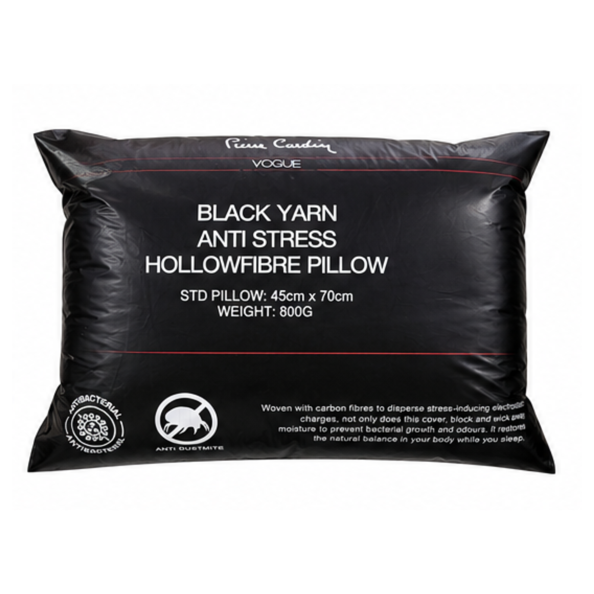 Pierre Cardin Vogue Black Yarn Anti-Stress Hollowfibre Pillow