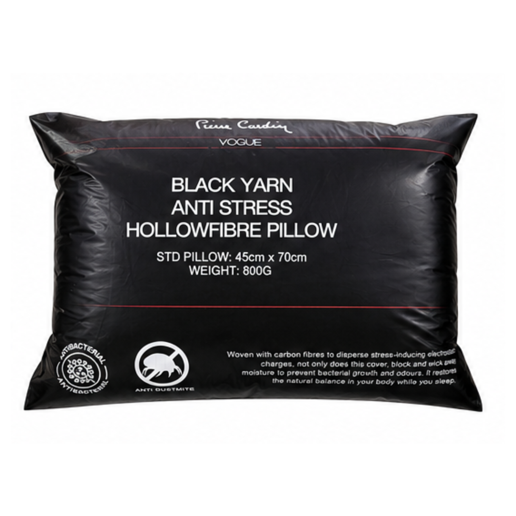 Pierre Cardin Vogue Black Yarn Anti-Stress Hollowfibre Pillow