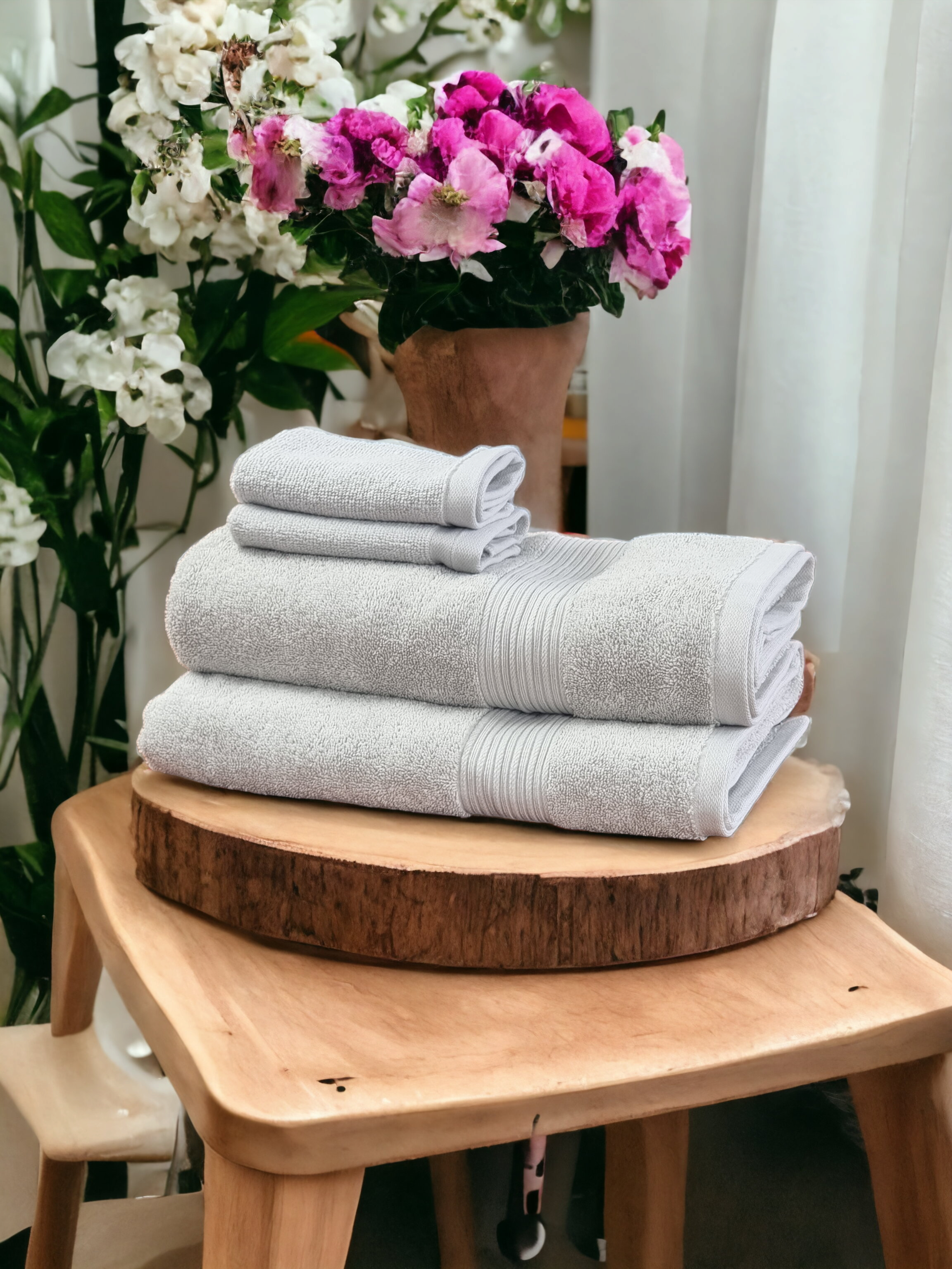 Luxury Bath Towel Set with Face Cloths