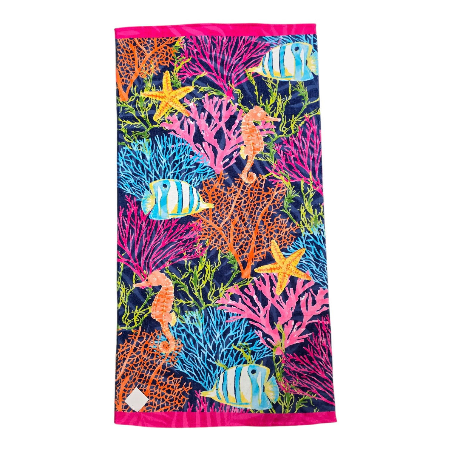Shore Bliss Printed Beach Towel Coral