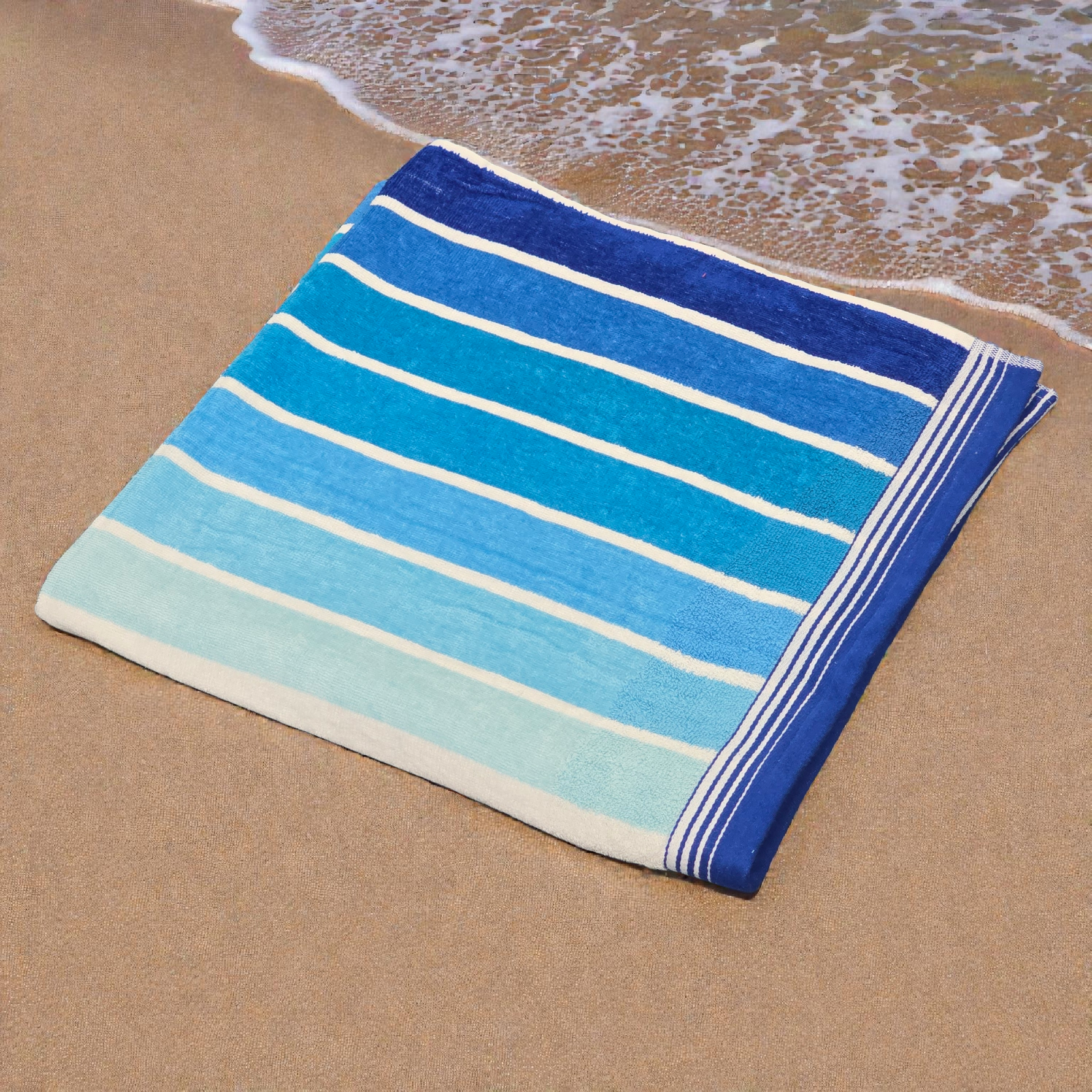 Blue Jaquard Woven Beach Towel