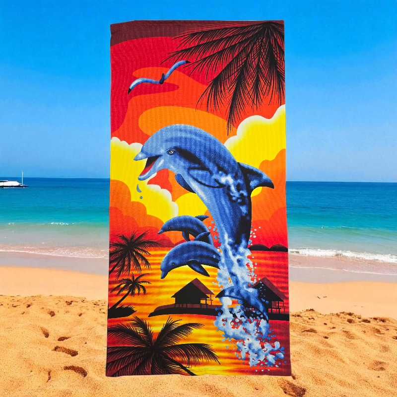 New Sunset Dolphins Microfiber Beach Towels 70x140cm