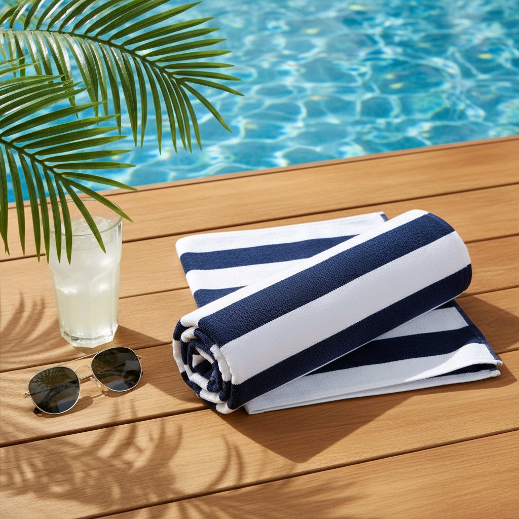 Nortex Navy Cabana Stripe Beach Towel