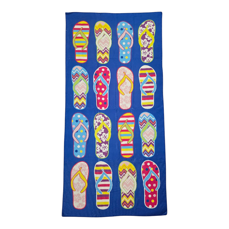 Maldives Microfiber Beach Towel Blue Flipflops