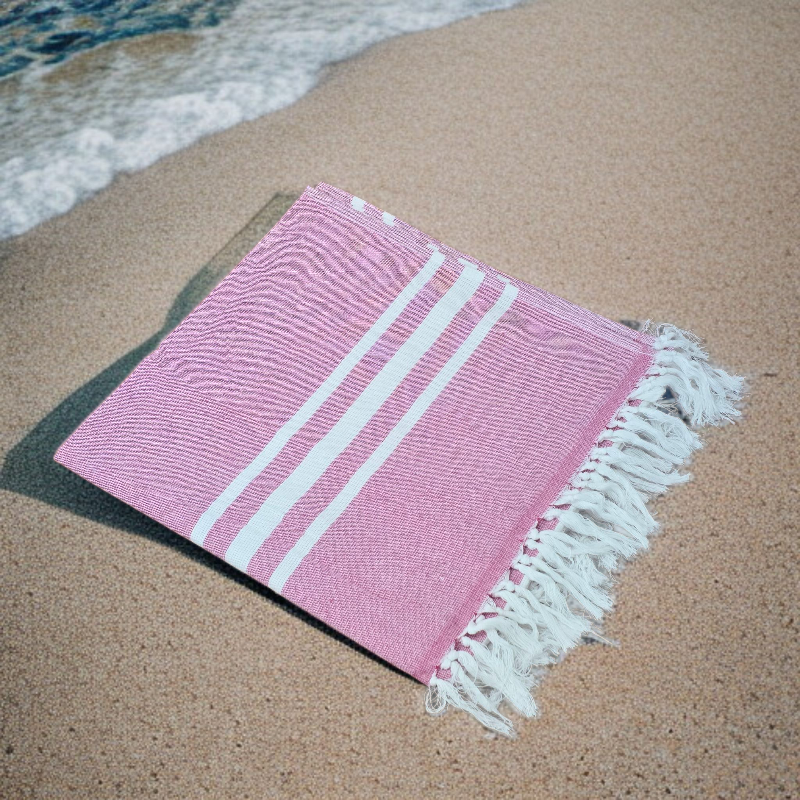 Berry Cotton Hammam Beach Towel with Tassels