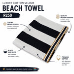 Jacquard Velour Striped Beach Towel Black