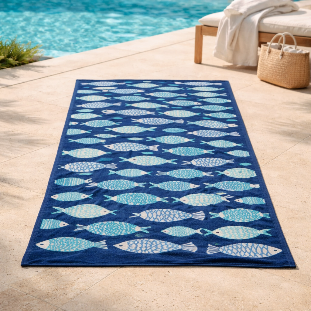 Fish 100% Cotton Beach Towel