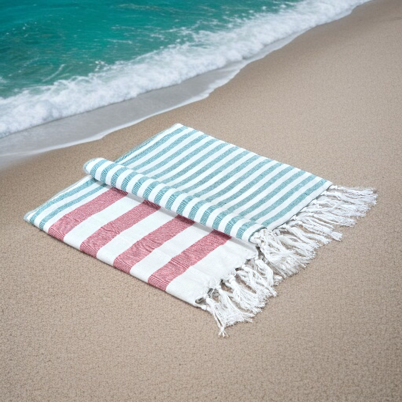 Kekova Isle Cotton Hammam Beach Towel with Tassels