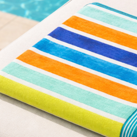 Teal Jaquard Woven Beach Towel