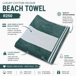 Jacquard Velour Striped Beach Towel Emerald