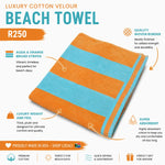 Jacquard Velour Striped Beach Towel Orange