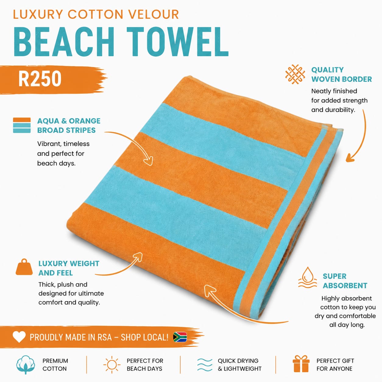 Orange Stripe Jaquard Woven Beach Towel