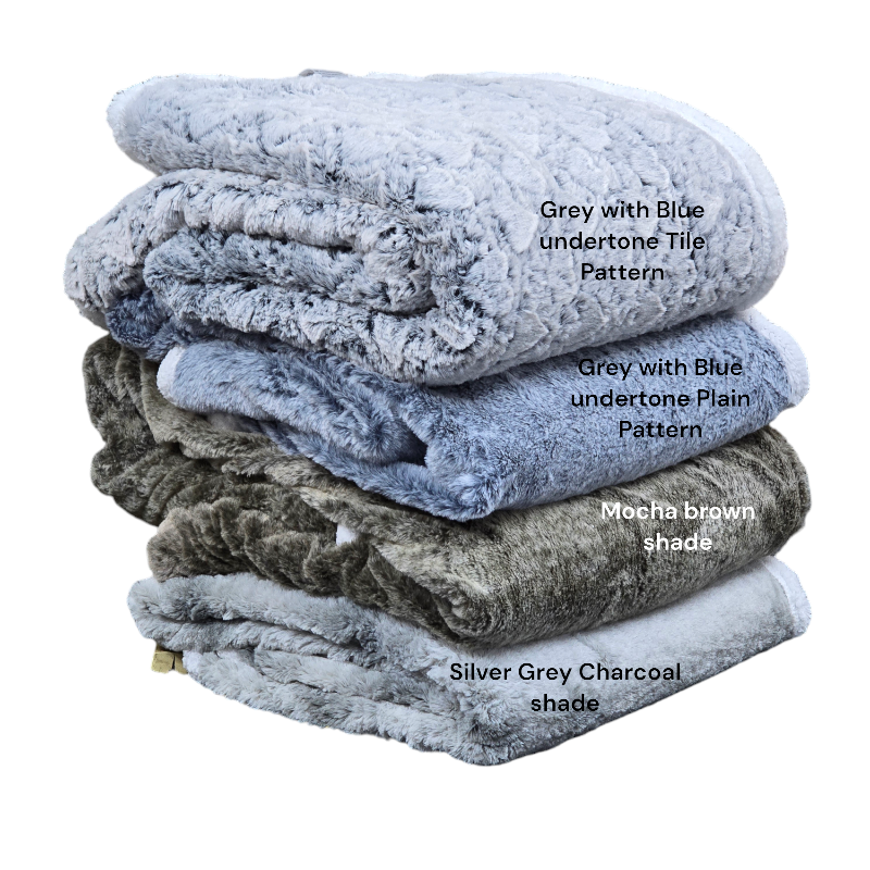 Luxury Faux Fur Blankets with Fleece Sherpa