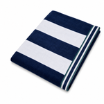 Jacquard Velour Striped Beach Towel Navy